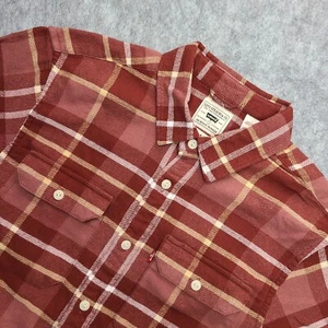 NEW Levi's Jackson Worker Overshirt Shirt Mens S Red Relaxed Fit Plaid Workwear - Picture 1 of 11