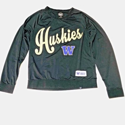 Camiseta U of WA Huskies Mujer por '47. Talla L. Semi Transparente Negro Foto 1 de 4