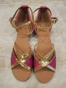 Girls Soft-Soled Glittering Latin Ballroom Dance Shoes with Leather, Size 3 - Picture 1 of 2