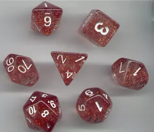 RPG Dice Set of 7 - Glitter Golden Rose D4 D6 D8 D10 D12 D20 D00-90 - Picture 1 of 1