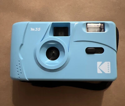 Kodak M35 Light Blue Vintage Flash Analog 35mm Roll Film Retro Camera Open Box - Image 1 of 2