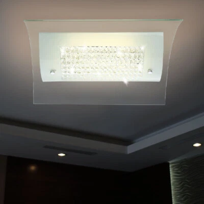 Plafoniera Lampada di Cristallo Trasparente Vetro Satinato Bianco Neutro LED - Immagine 1 di 4