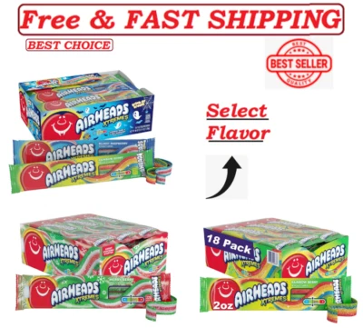 Airheads Xtremes сладко кислые конфеты, 2 унц (оптовая упаковка из 18) - выбрать вкус., - Изображение 1 из 4