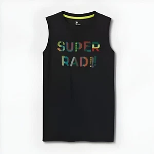 All in motion Boys' T shirt Sleeveless Graphic 'Super Rad' Black Size L (12/14) - Picture 1 of 1