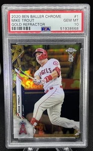 Mike Trout GOLD REFRACTOR 💎 PSA 10 💎 Serial #/50 💎 2020 Topps BEN BALLER - Bild 1 von 6