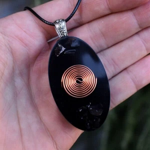 Orgone Energy - Protection Pendant Double Black 50:50 METAL TO RESIN - Picture 1 of 6