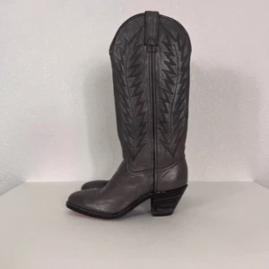 Double H Grey Leather Tall Western Heeled Cowboy Boots - Picture 1 of 14