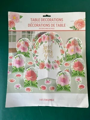 BABY GIRL Ducha Fiesta Mesa Decoraciones NUEVO NUEVO EN PAQUETE Centros de mesa Confeti Rosa Foto 1 de 2