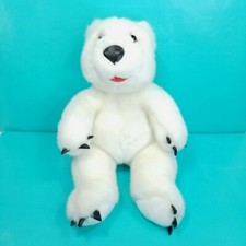 Polar Bear Large Plush Stuffed Animal Faux Leather Nails Nose 15" Nanco Soft