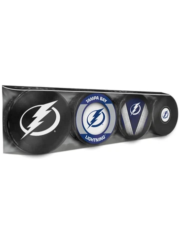 Tampa Bay Lightning Official NHL 4 Pack Puck Set Autograph-Retro-Stitch-Basic Cover