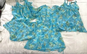 NWOT COMPLETE 4PC BLUE FLORAL OSCAR DE LA RENTA CHIFFON LINGERIE SET SZ MED - Picture 1 of 21