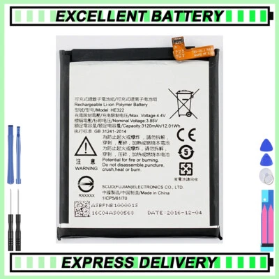 Nueva batería interna de reemplazo para teléfono móvil Nokia 8 batería HE322 Foto 1 de 4