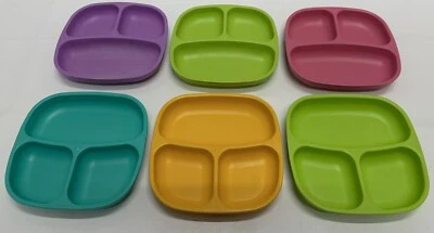 Lote de 6 pratos REPLAY divididos e planos lados profundos para bebês crianças - Imagem 1 de 4