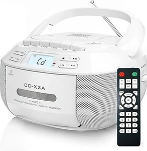 Portable CD Player, Boombox Cassette Player Combo with Bluetooth, FM Radio, U... - Picture 1 of 8