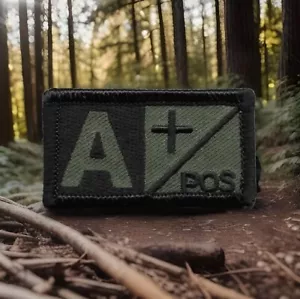 Olive Green Black Blood Type A+ Positive Patch Fits For VELCRO® BRAND Loop - Picture 1 of 4