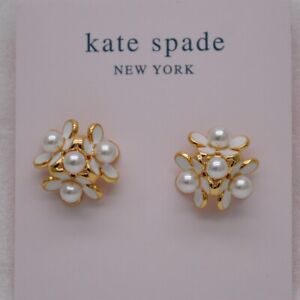 Kate Spade cute FLower Post stud Earrings enamel pearl stackbale unique for girl