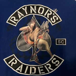 StarCraft 2 Jim Raynors Raiders Men XL Blue Poker Button Down Shirt Blizzard EUC - Picture 1 of 15
