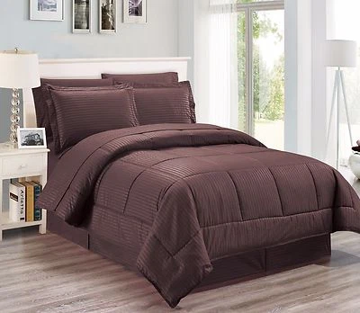 Juego de edredón y sábanas reversibles sin arrugas de 8 piezas, Queen & King Foto 1 de 2