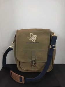 Sac cartable en toile verte transport public Air Tex protocole sangle bleue  - Photo 1/7