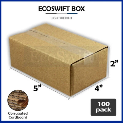 100 5x4x2 EcoSwift Cardboard Packing Moving Shipping Boxes Corrugated Box Carton - Image 1 of 4