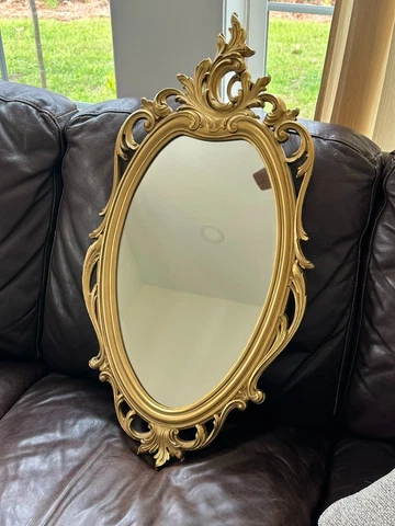 Vintage Large Syroco Gold Scroll Wall Mirror Ornate Cover