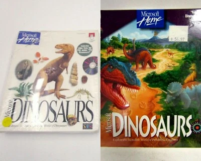 Vintage 1993 & 1994 Microsoft Home DINOSAURS PC Mac Game Software CD-Rom NEW  - Image 1 of 4