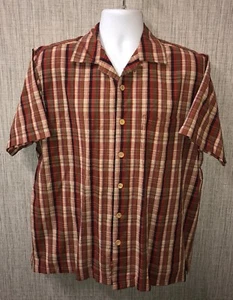 Pendleton Mens Plaid Button Front Short Sleeve BAMBOO SHIRT Size L - Picture 1 of 5