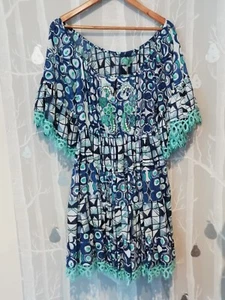 BNWT ANTICA SARTORIA BLUE SUMMER BEADED DRESS - ONE SIZE, UK SIZE 10-14 - Picture 1 of 6