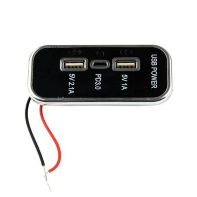 Car Charger Dual USB PD Type-C Adapter Power Socket Fast Charging Panel Mount - Image 1 of 4