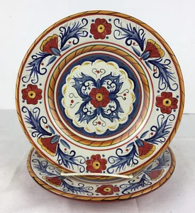 Juego de 2 mesas galería ITALIANO placas de ensalada redondas 8,75" multicolor rojo azul - Imagen 1 de 7