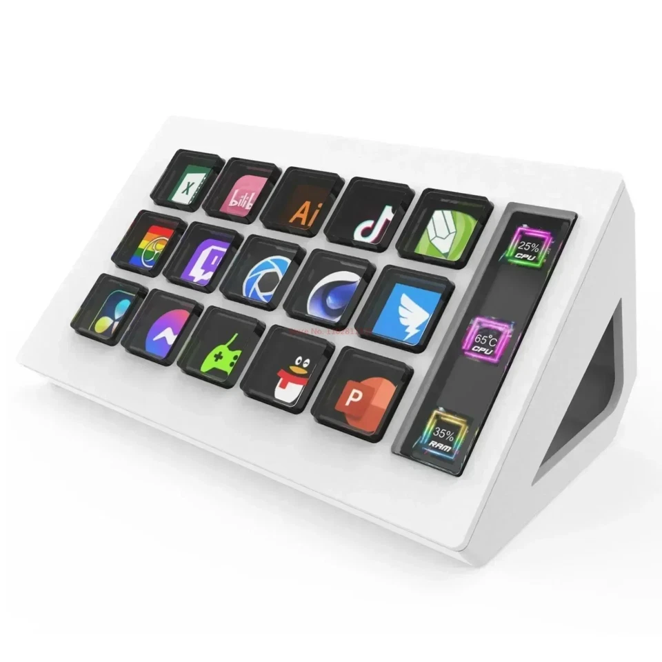 Customizable Stream Deck For Streaming And Gaming 15 Keys Wired USB White - Image 1 of 4