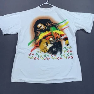 VTG 90s Bob Marley Made In USA Shirt Men 6X Graphic Print White Short Sleeve Tee - Picture 1 of 14