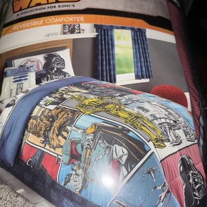 STAR WARS KOHL'S REVERSIBLE COMFORTER TWIN DARTH VADER C-3PO R2-D2 CHEWBACCA - Picture 1 of 3