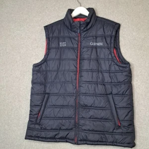 Guinness Mens 2XL Puffer Vest Navy Blue Full Zip Pockets Quilted - Picture 1 of 17