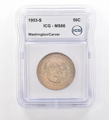 1953-S Washington Carver Commemorative Dollar MS66 ICG Beautiful Tone *7513 - Image 1 of 3