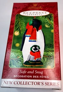 Vintage 2001 Hallmark Keepsake ornamento sicuro e accogliente pinguini porcellana Y2K - Foto 1 di 7