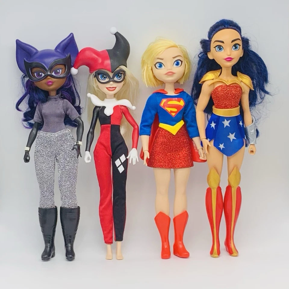 "Lote 4 muñecas DC Super Hero Girls Catwoman Harley Quinn Super Girl Wonder Woman 11""" Foto 1 de 4