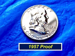 1957 PROOF Franklin ⥤ Spotting Blemished as Pictured ⥤ Flashy Mirrors ⥤157pz - Picture 1 of 2