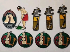 Lote De 9 Vidrieras De Colección Golfista Golfista 4" Suncatcher - Imagen 1 de 5