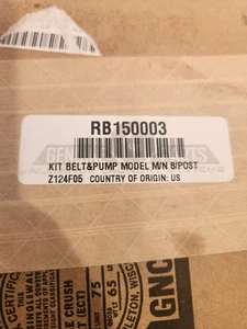Whirlpool RB150003 KIT BELT & PUMP Model M/N 8/post OEM Genuine - Imagen 1 de 5