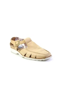 Giorgio Brutini Mens Beige Leather Buckle Detail Flat Sandals Shoes Size 10.5M - Picture 1 of 6