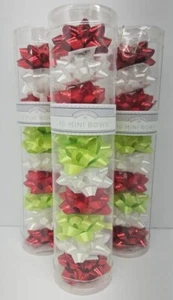 30 Mini Bows Shimmer Shiny Red White Green Variety Colors Holiday Time - Picture 1 of 3