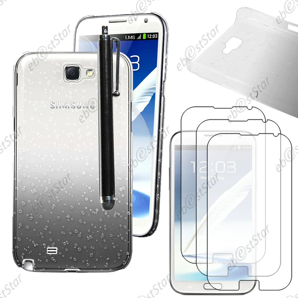Etui Coque Gouttelettes Noir pour Samsung Galaxy Note 2 + Stylet + 3 Films - Photo 1/1
