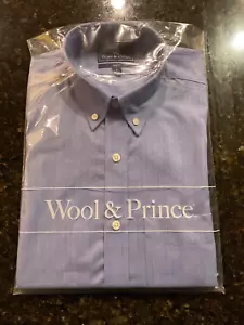 Wool & Prince Shirt Mens Small Blue Slim Fit Oxford Long Sleeve Button Down Wool - Picture 1 of 2