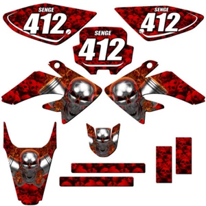 2004-2010 CRF 80 FLAMING GEARHEAD Red Senge Graphics Kit Compatible with Honda - Picture 1 of 10
