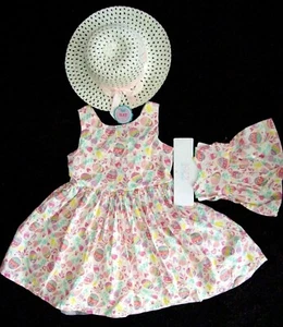GIRL 4: NWT ~MAGGIE & ZOE~ EASTER DRESS w/ DRESS for 18" DOLL; & NEW STRAW HAT - Picture 1 of 4