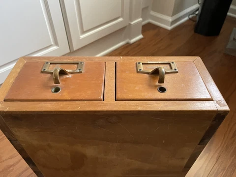 Vintage GAYLORD Bros 2 Drawer Library Card File Catalog- Wood ~17x13.75x5.5” Cover