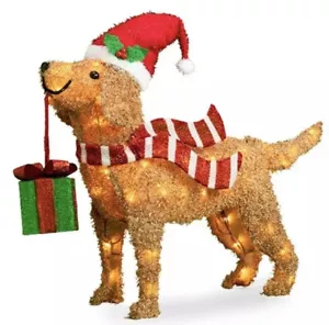 Winter Wonder Christmas Santa Dog With Gift Box Light Up Outdoor Indoor 30” - Picture 1 of 3