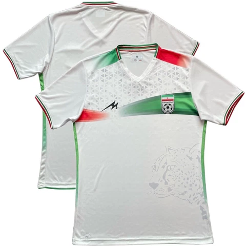 2022 IRAN Home Jersey (very fitted) National Football Soccer WHITE Shirt, Large Cover