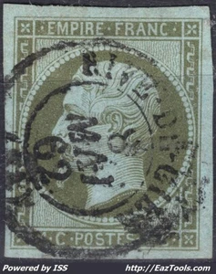 FRANCE NAPOLÉON III 1c OLIVE N° 11 AVEC CACHET A DATE RIVE DE GIER DU 08/05/1862 - Picture 1 of 2